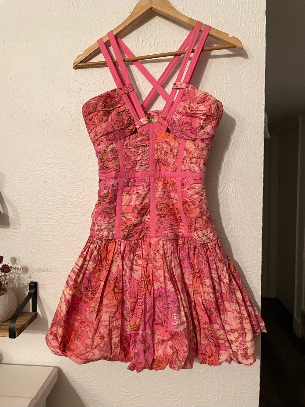 Ulla Johnson Kaia Pink Floral Strappy Mini Dress Size 2